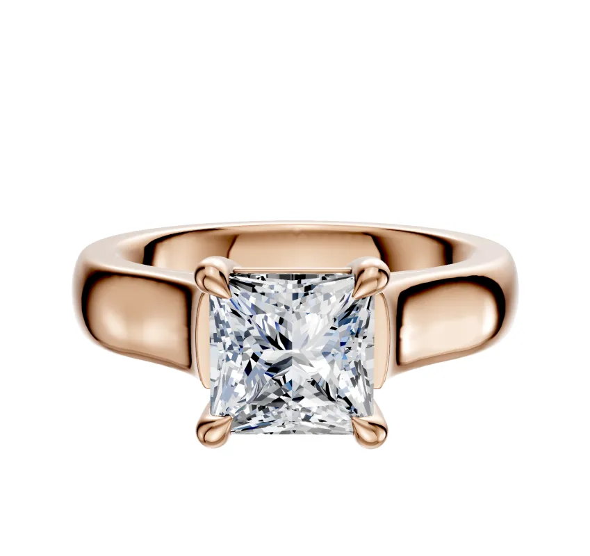 14K Rose Gold 4 Prong Basket Cathedral Dome 4.0mm Engagement Ring sold by Promise By Effy