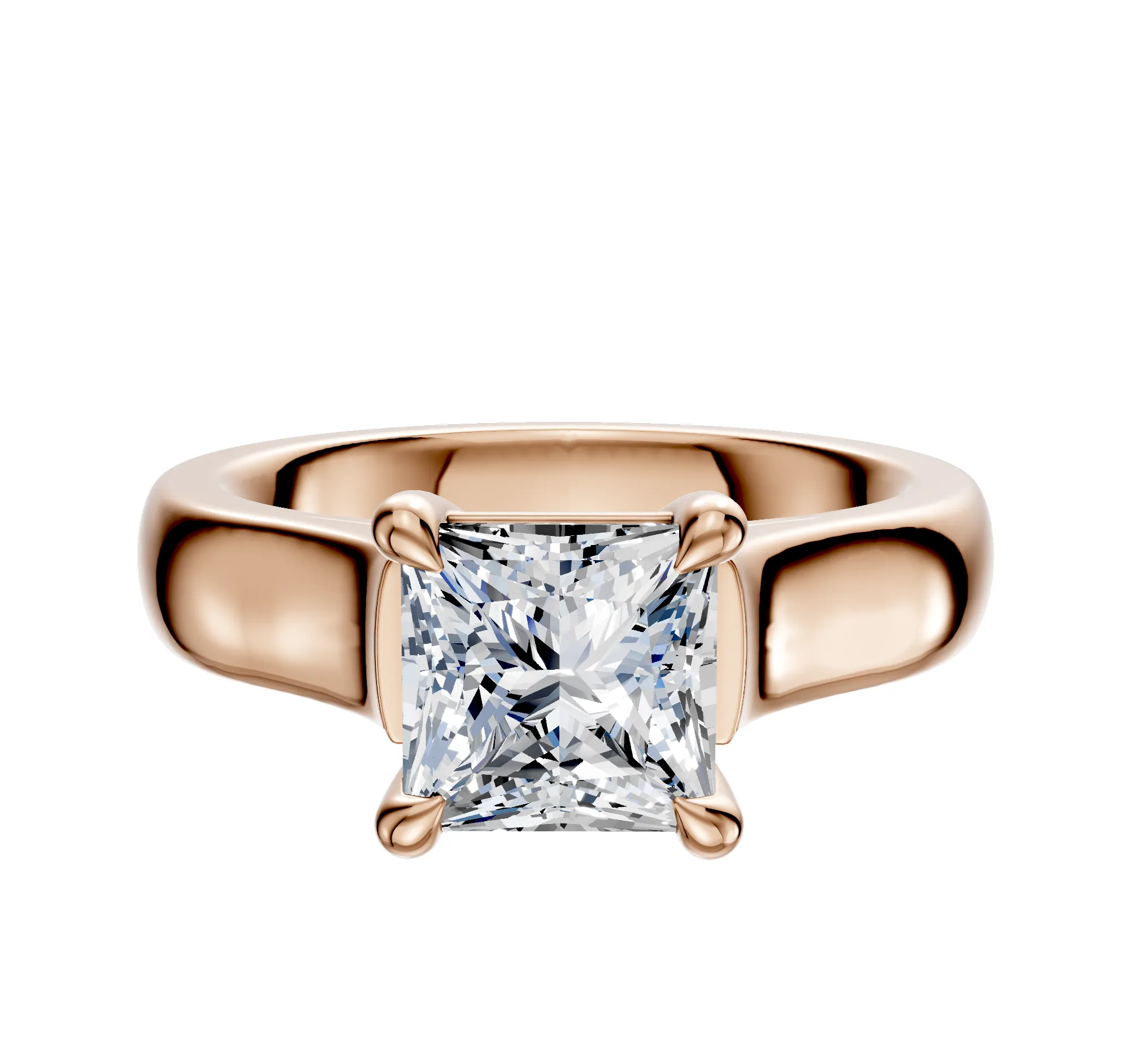 14K Rose Gold 4 Prong Basket Cathedral Dome 4.0mm Engagement Ring sold by Promise By Effy