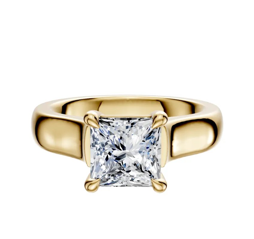 14K Yellow Gold 4 Prong Basket Cathedral Dome 4.0mm Engagement Ring sold by Promise By Effy