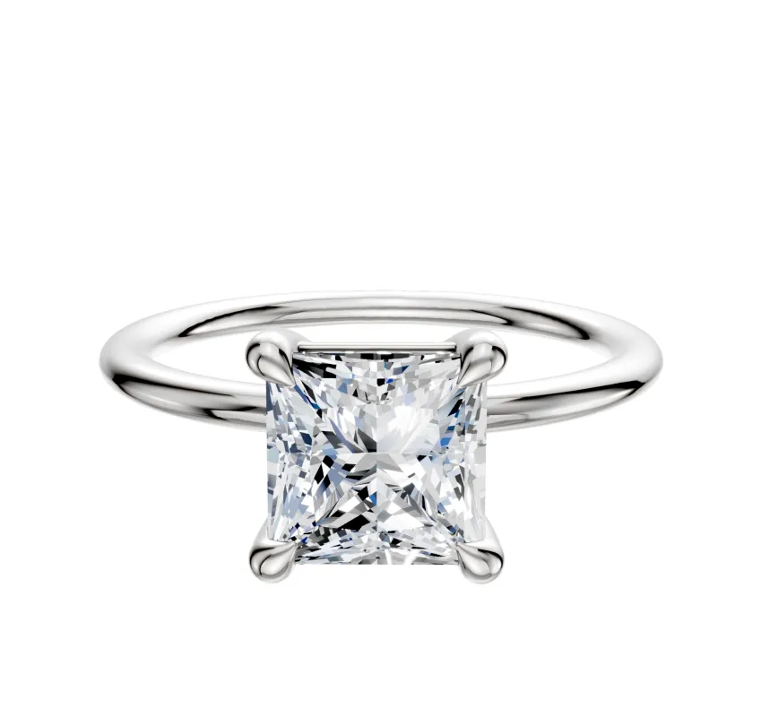 14K White Gold 4 Prong Basket Classic Dome 1.5mm Engagement Ring sold by Promise By Effy