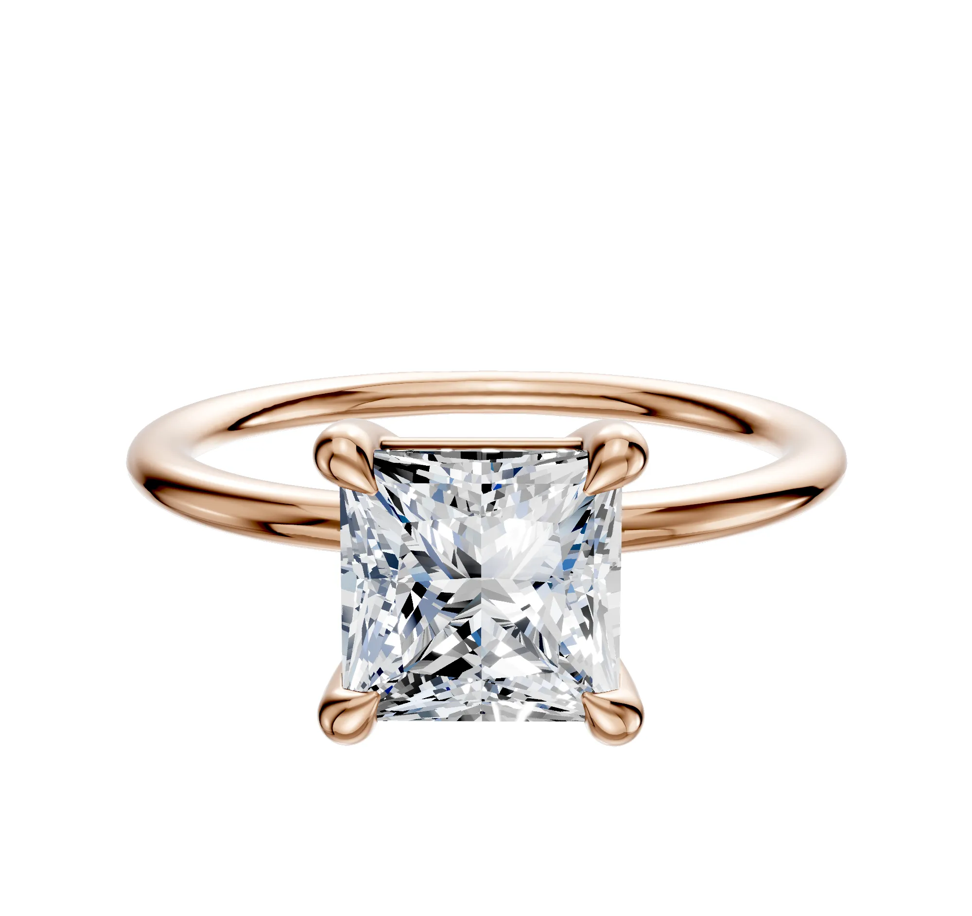 14K Rose Gold 4 Prong Basket Classic Dome 1.5mm Engagement Ring sold by Promise By Effy
