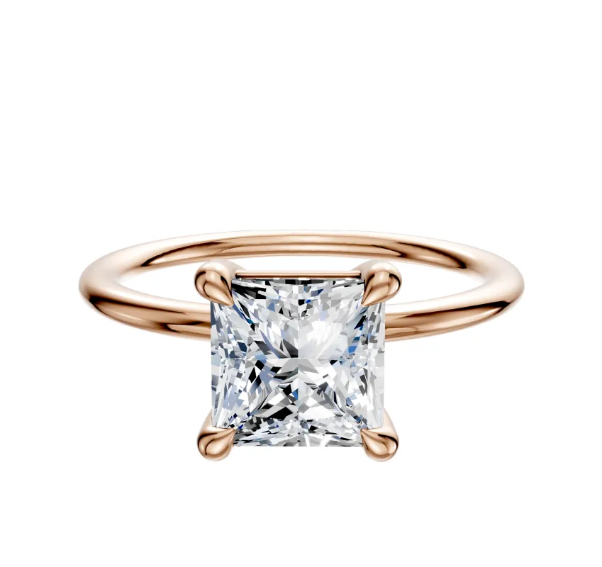 18K Rose Gold 4 Prong Basket Classic Dome 1.5mm Engagement Ring sold by Promise By Effy