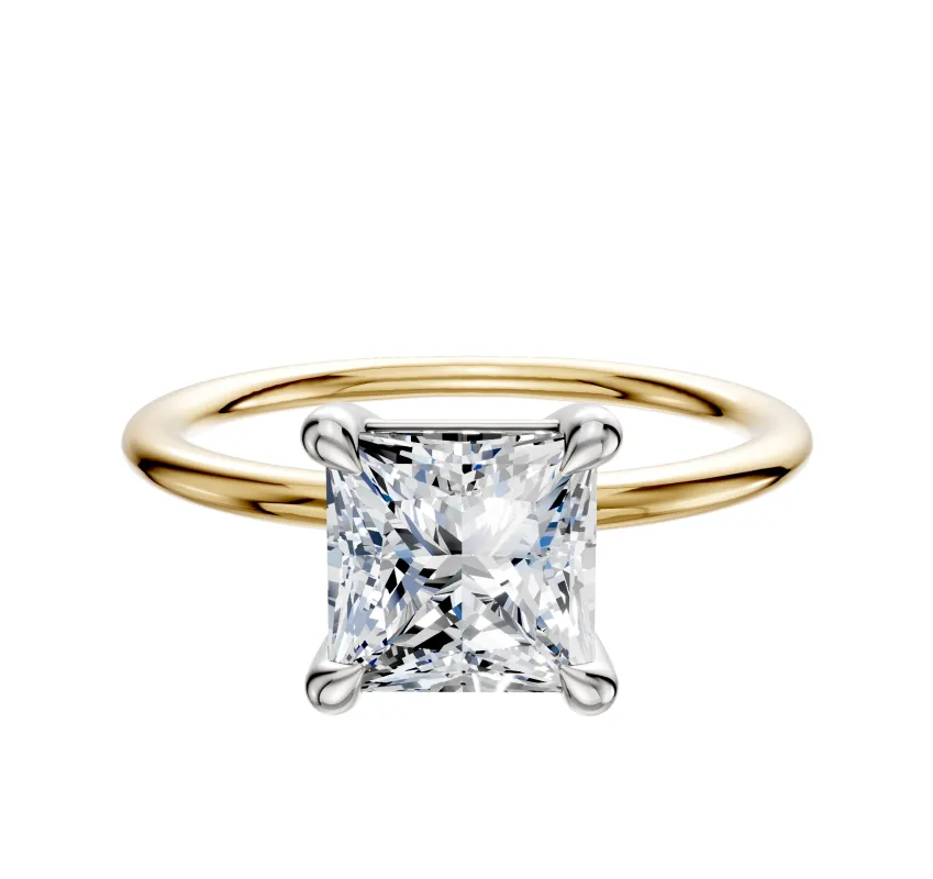 18K Two Tone 4 Prong Basket Classic Dome 1.5mm Engagement Ring sold by Promise By Effy