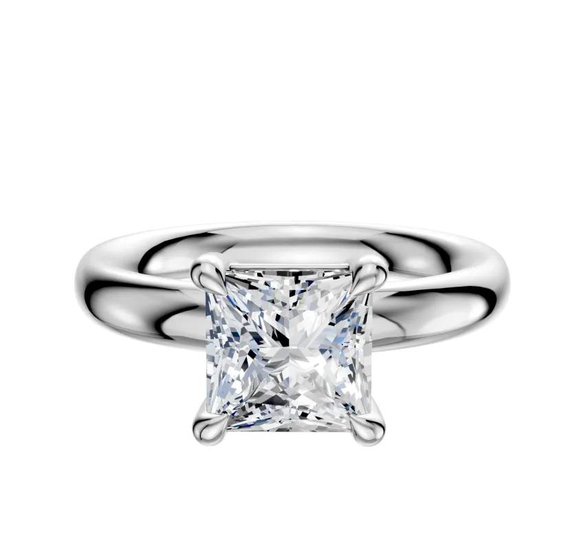 14K White Gold 4 Prong Basket Classic Dome 3.0mm Engagement Ring made by Promise By Effy