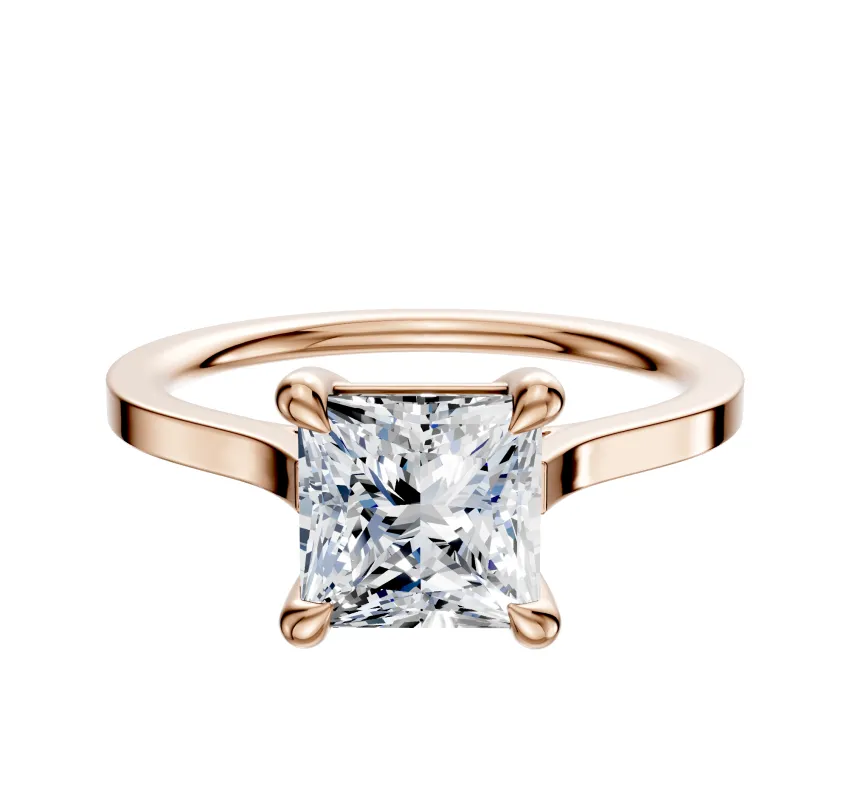 14K Rose Gold 4 Prong Basket Cathedral Flat 1.5mm Engagement Ring sold by Promise By Effy