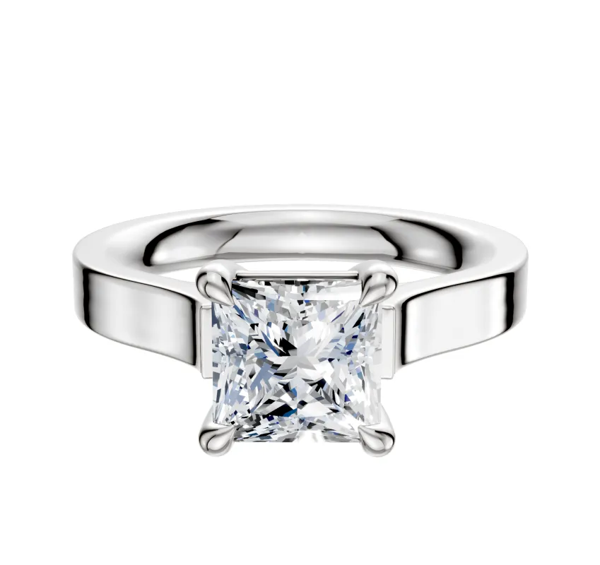 18K White Gold 4 Prong Basket Cathedral Flat 3.0mm Engagement Ring sold by Promise By Effy