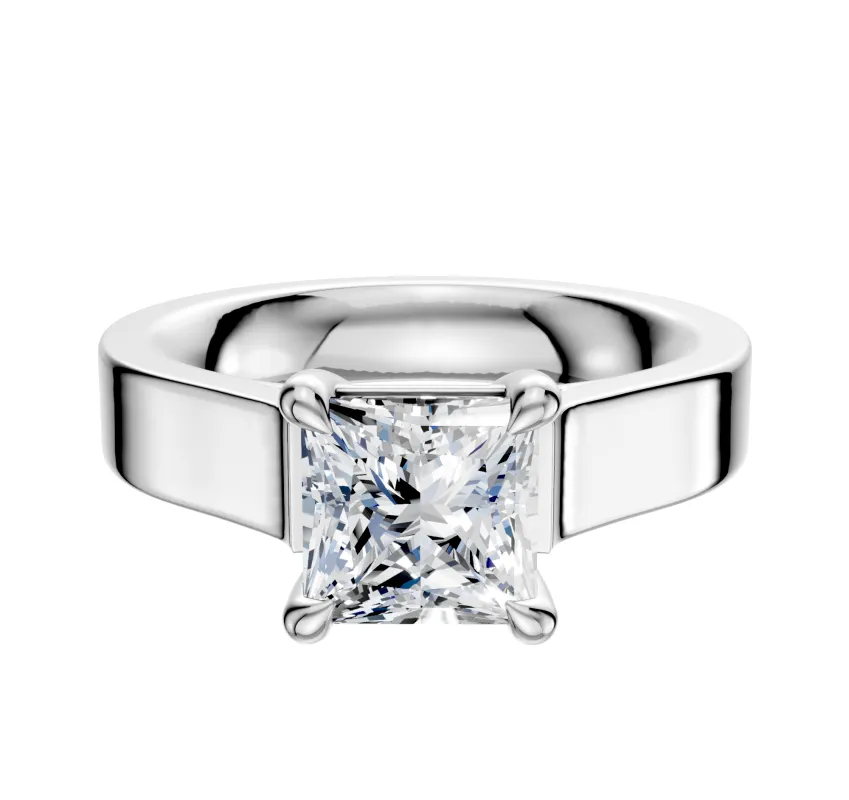 14K White Gold 4 Prong Basket Cathedral Flat 4.0mm Engagement Ring sold by Promise By Effy