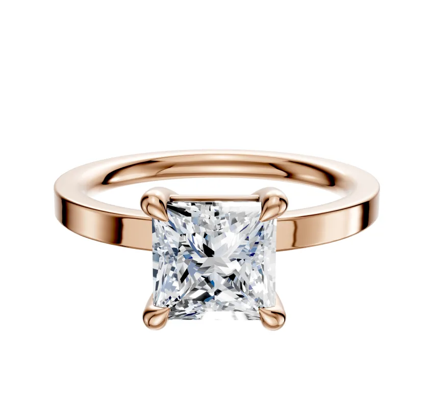 14K Rose Gold 4 Prong Basket Classic Flat 2.0mm Engagement Ring sold by Promise By Effy