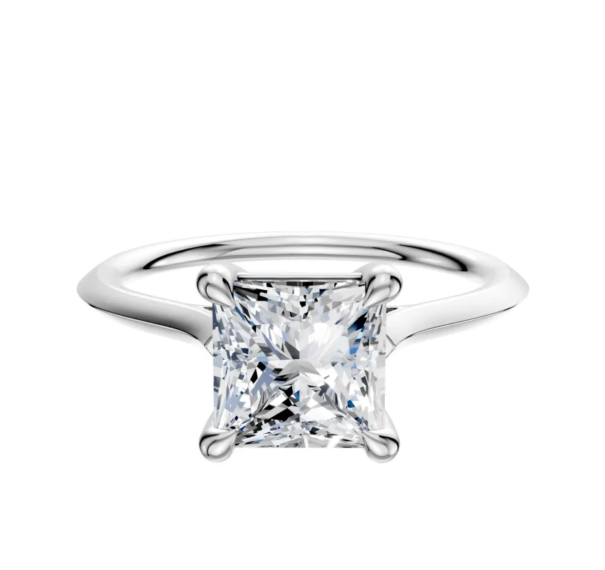 18K White Gold 4 Prong Basket Cathedral Knife Edge 1.5mm Engagement Ring sold by Promise By Effy