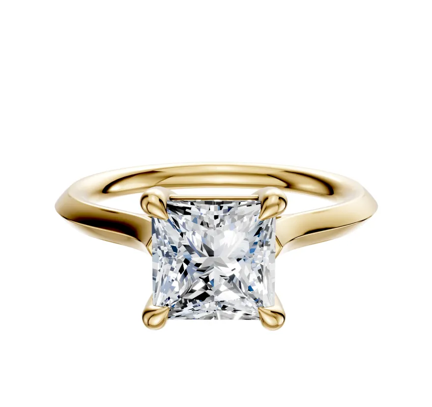 14K Yellow Gold 4 Prong Basket Cathedral Knife Edge 2.0mm Engagement Ring sold by Promise By Effy