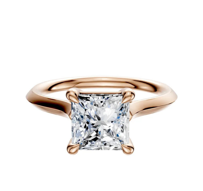 18K Rose Gold 4 Prong Basket Cathedral Knife Edge 2.0mm Engagement Ring sold by Promise By Effy