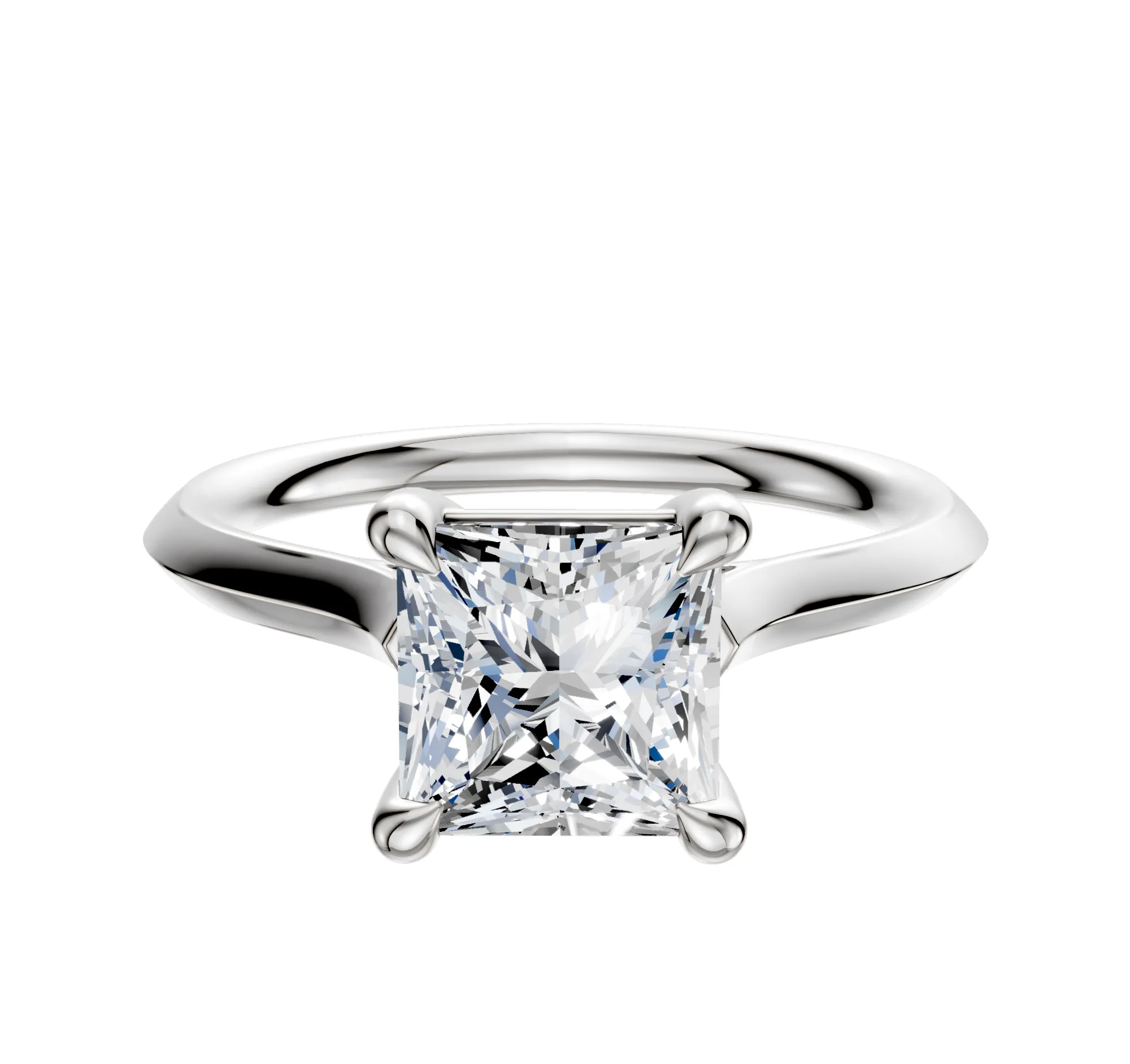 18K White Gold 4 Prong Basket Cathedral Knife Edge 2.0mm Engagement Ring sold by Promise By Effy