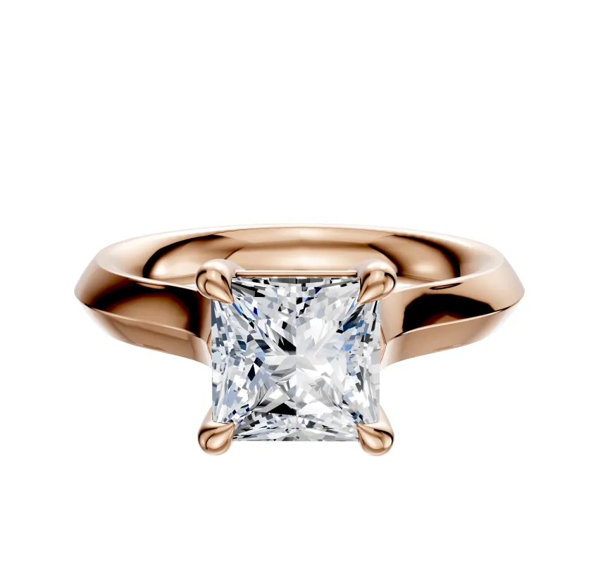 14K Rose Gold 4 Prong Basket Cathedral Knife Edge 3.0mm Engagement Ring sold by Promise By Effy