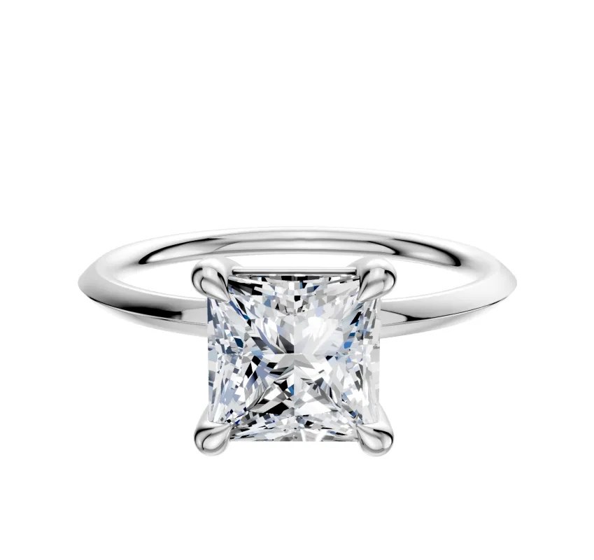 18K White Gold 4 Prong Basket Classic Knife Edge 1.5mm Engagement Ring sold by Promise By Effy