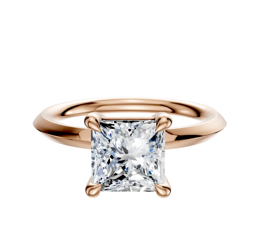 14K Rose Gold 4 Prong Basket Classic Knife Edge 2.0mm Engagement Ring sold by Promise By Effy