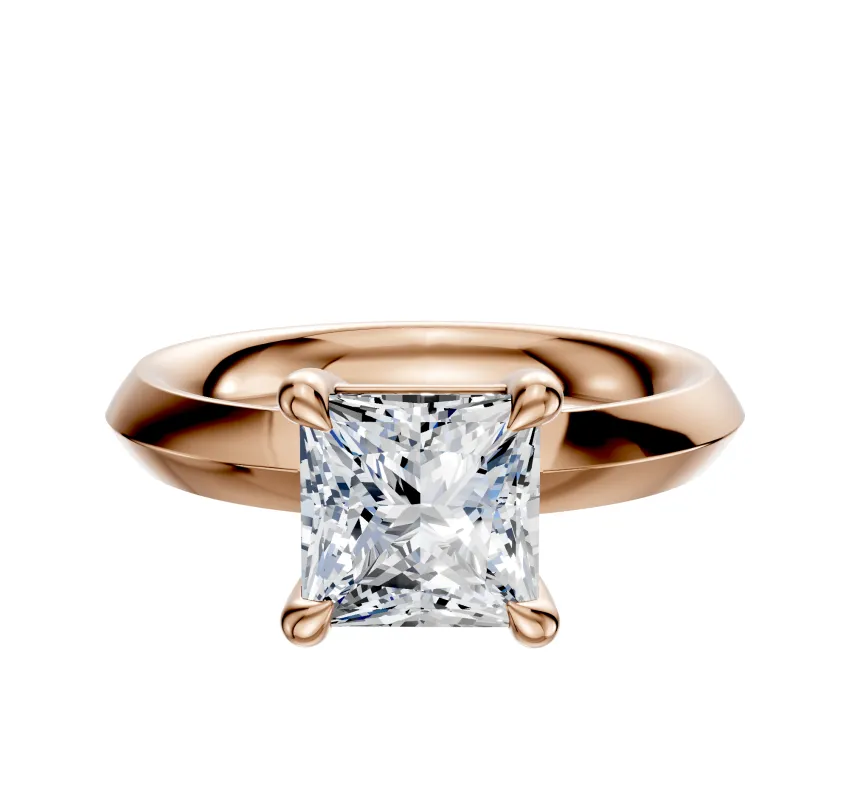 18K Rose Gold 4 Prong Basket Classic Knife Edge 3.0mm Engagement Ring sold by Promise By Effy