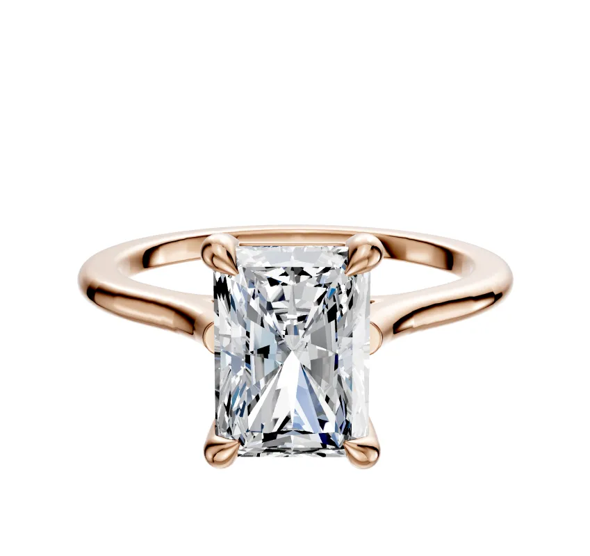 18K Rose Gold 4 Prong Basket Cathedral Dome 1.5mm Engagement Ring sold by Promise By Effy