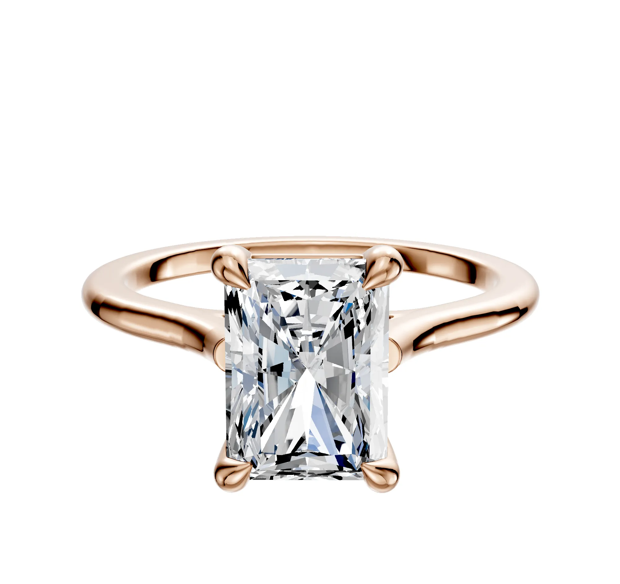 18K Rose Gold 4 Prong Basket Cathedral Dome 1.5mm Engagement Ring sold by Promise By Effy