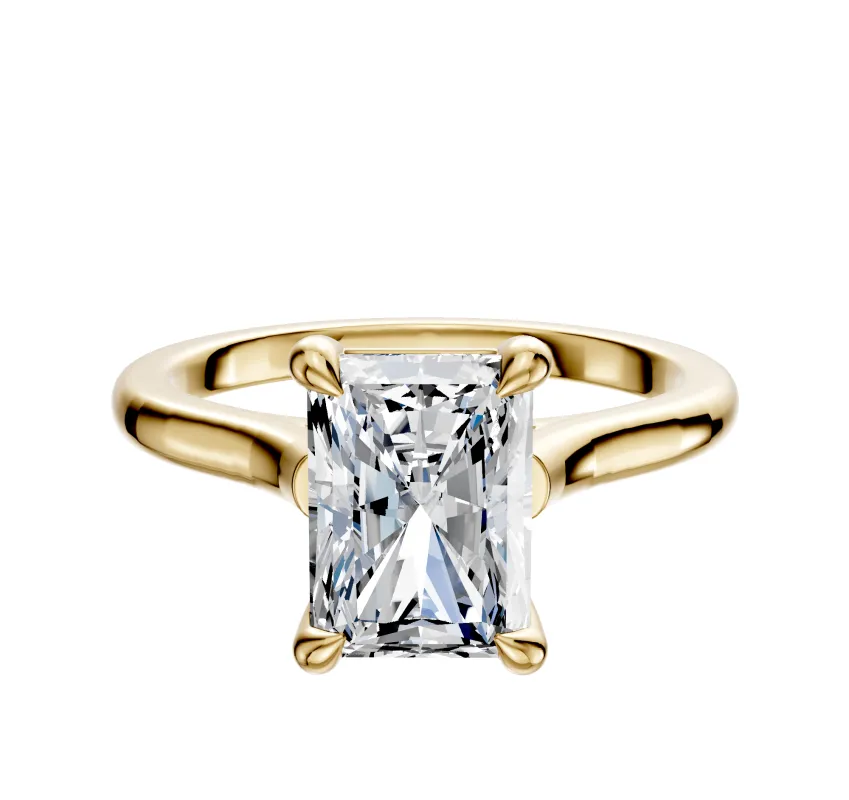 14K Yellow Gold 4 Prong Basket Cathedral Dome 2.0mm Engagement Ring sold by Promise By Effy
