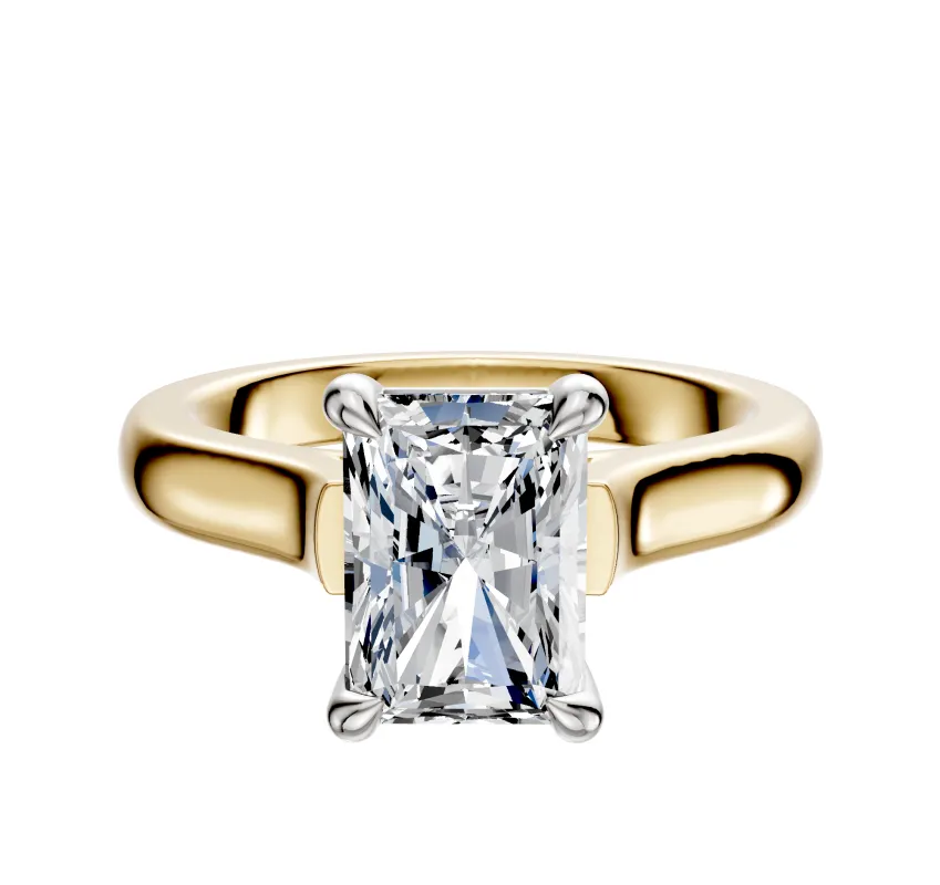 18K Two Tone 4 Prong Basket Cathedral Dome 3.0mm Engagement Ring sold by Promise By Effy