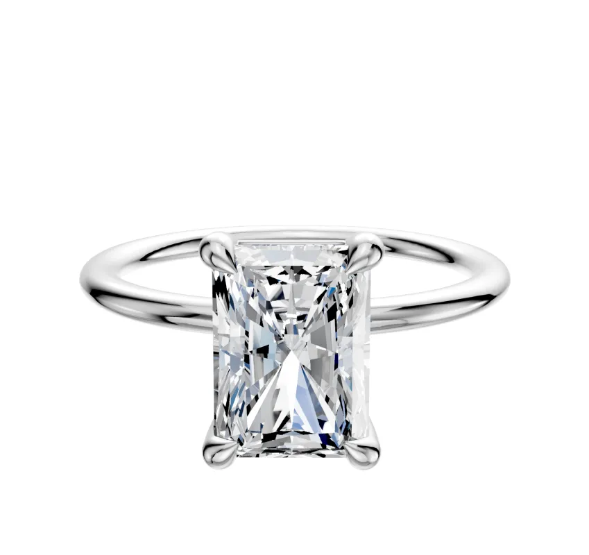 14K White Gold 4 Prong Basket Classic Dome 1.5mm Engagement Ring sold by Promise By Effy