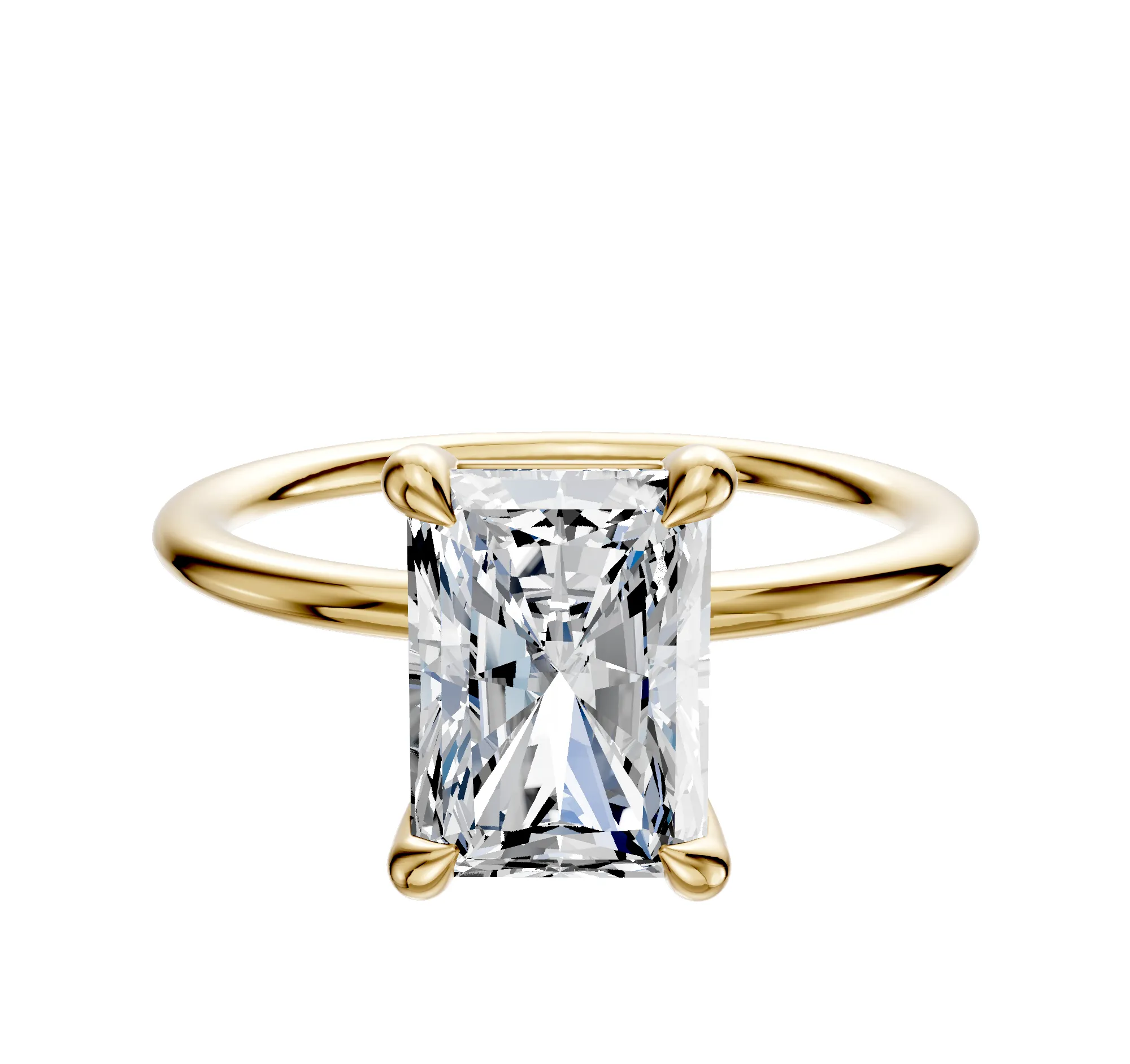 14K Yellow Gold 4 Prong Basket Classic Dome 1.5mm Engagement Ring sold by Promise By Effy