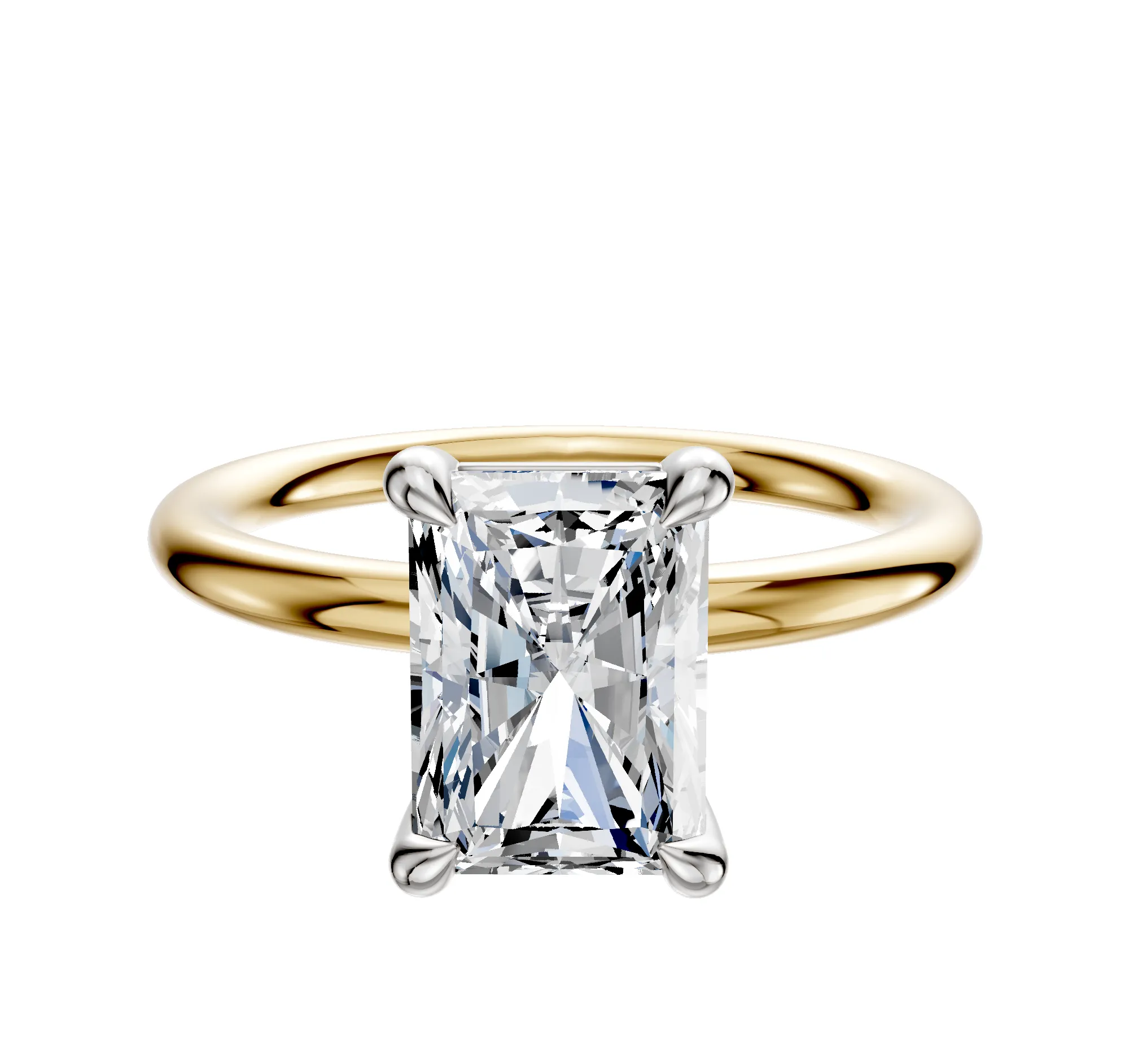 18K Two Tone 4 Prong Basket Classic Dome 2.0mm Engagement Ring sold by Promise By Effy