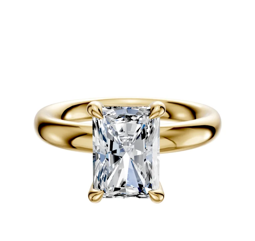 14K Yellow Gold 4 Prong Basket Classic Dome 3.0mm Engagement Ring sold by Promise By Effy