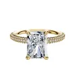 14K Yellow Gold 4 Prong Basket Classic Dome 3-Row-Pave 2.0mm Engagement Ring sold by Promise By Effy