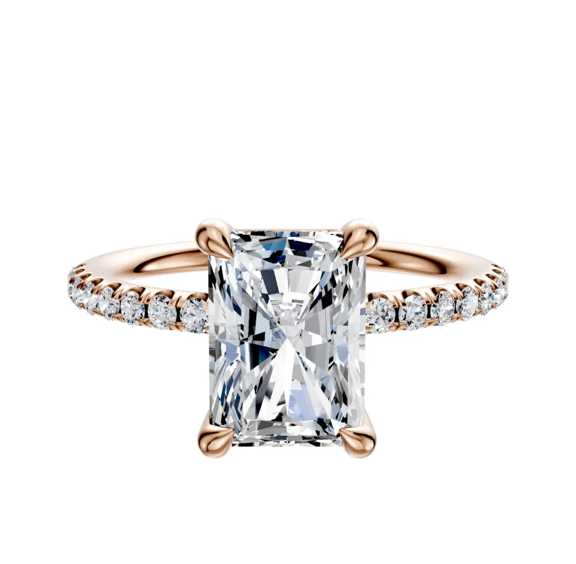 14K Rose Gold 4 Prong Basket Classic Dome 1-Row-Pave 2.5mm Engagement Ring sold by Promise By Effy
