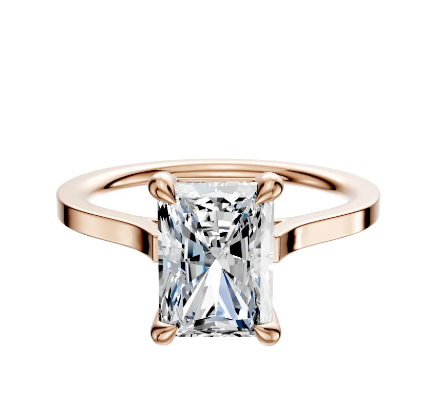 14K Rose Gold 4 Prong Basket Cathedral Flat 1.5mm Engagement Ring sold by Promise By Effy