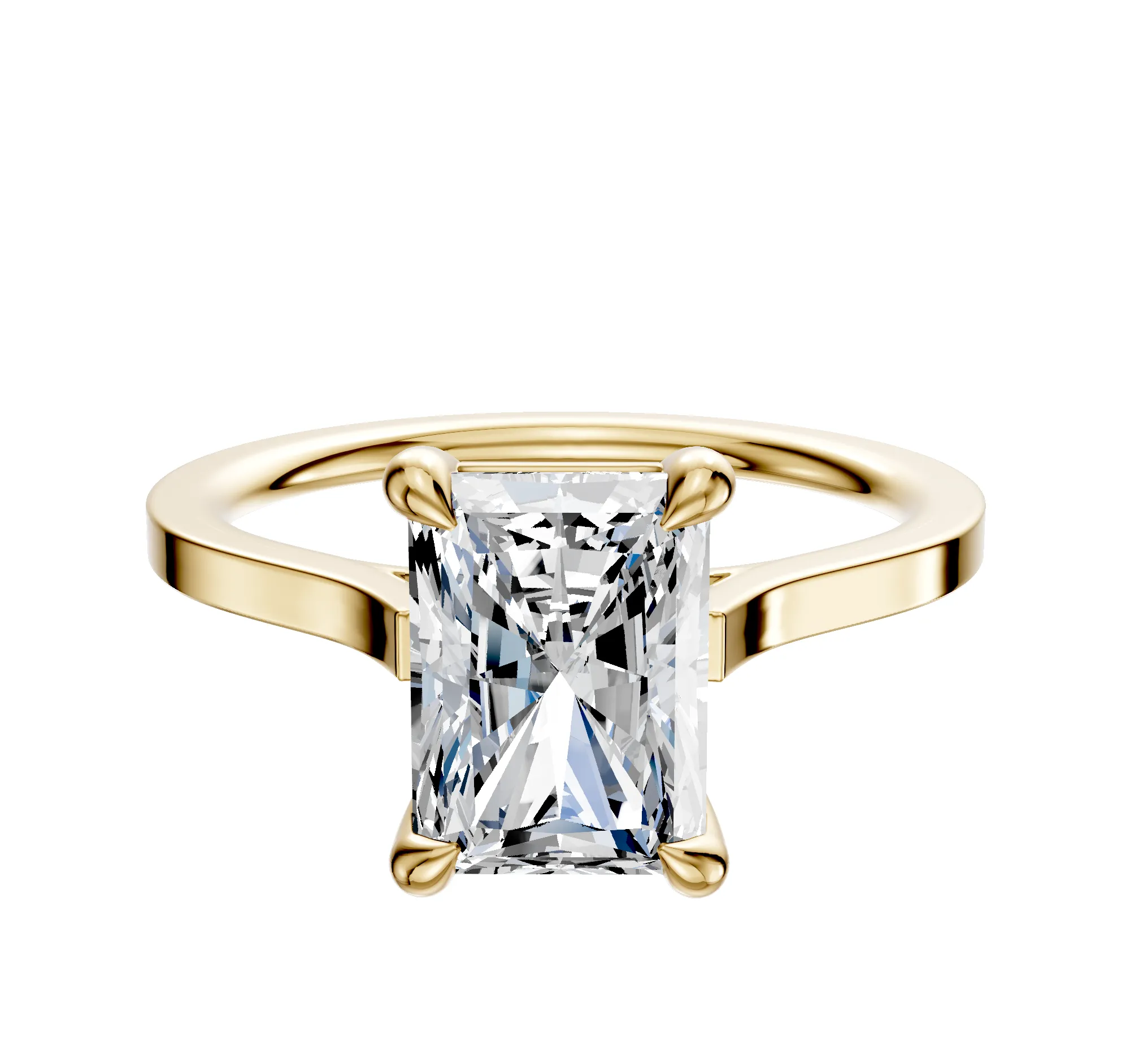 18K Yellow Gold 4 Prong Basket Cathedral Flat 1.5mm Engagement Ring sold by Promise By Effy