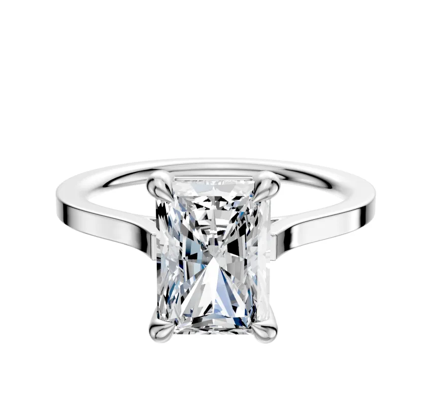 Platinum 4 Prong Basket Cathedral Flat 1.5mm Engagement Ring sold by Promise By Effy