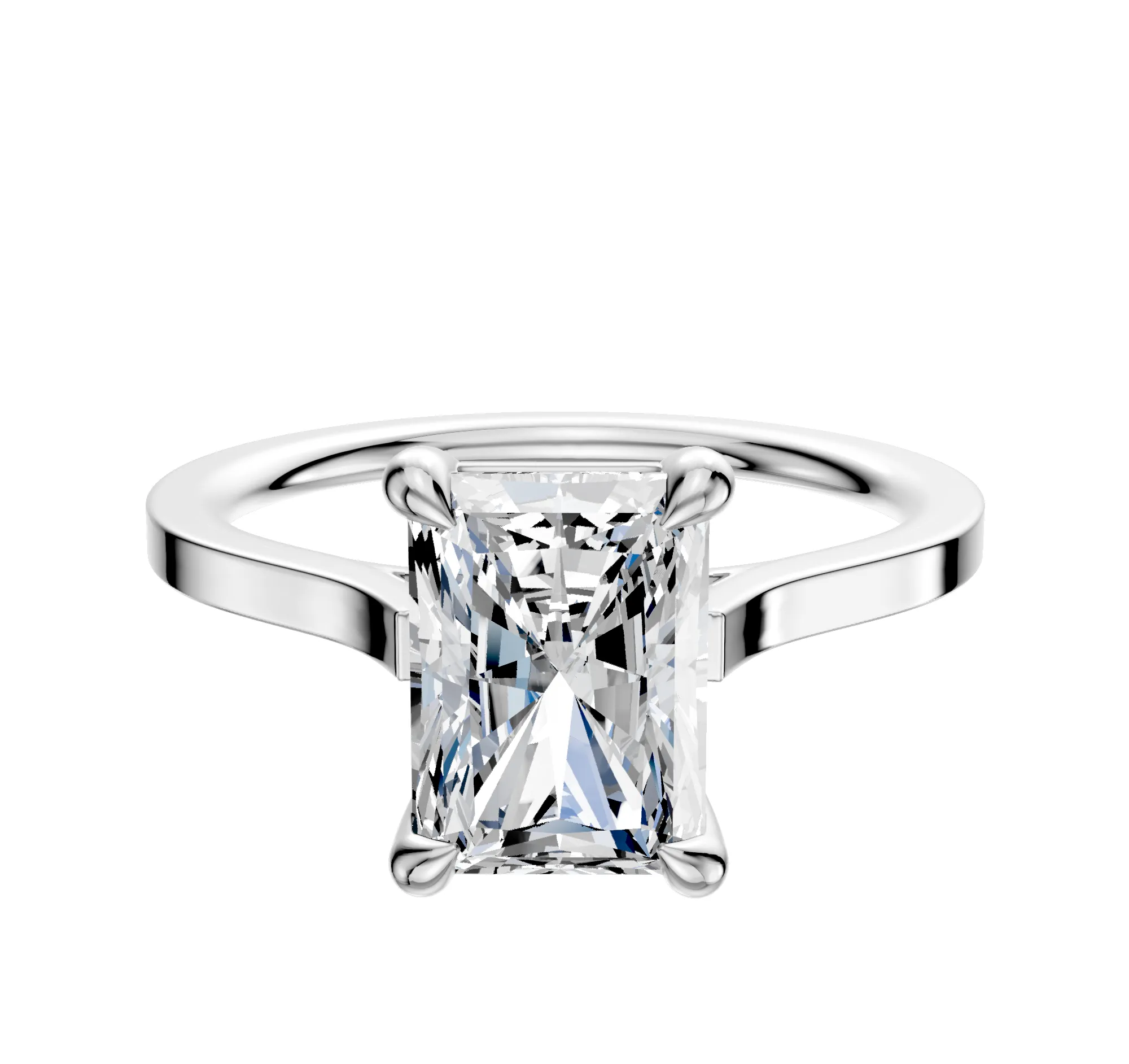 Platinum 4 Prong Basket Cathedral Flat 1.5mm Engagement Ring sold by Promise By Effy