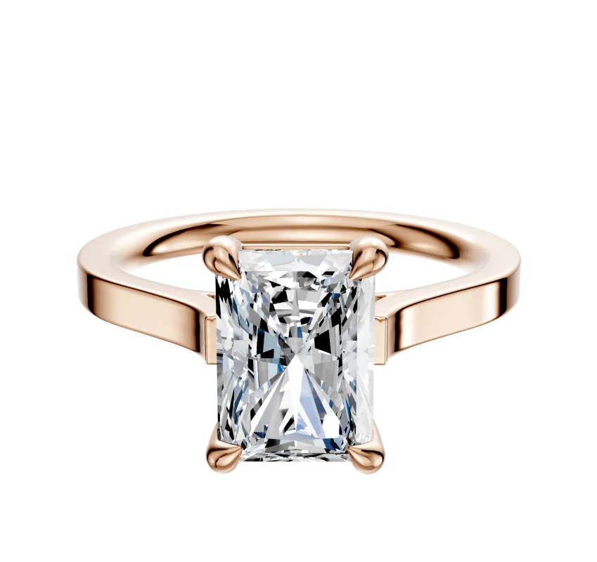 18K Rose Gold 4 Prong Basket Cathedral Flat 2.0mm Engagement Ring sold by Promise By Effy