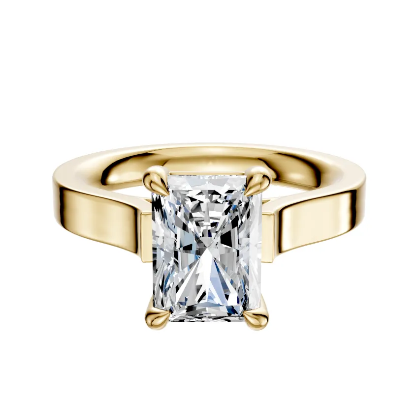 18K Yellow Gold 4 Prong Basket Cathedral Flat 3.0mm Engagement Ring sold by Promise By Effy