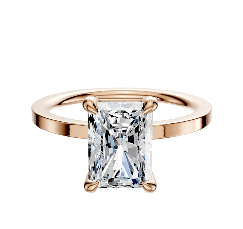 14K Rose Gold 4 Prong Basket Classic Flat 1.5mm Engagement Ring sold by Promise By Effy