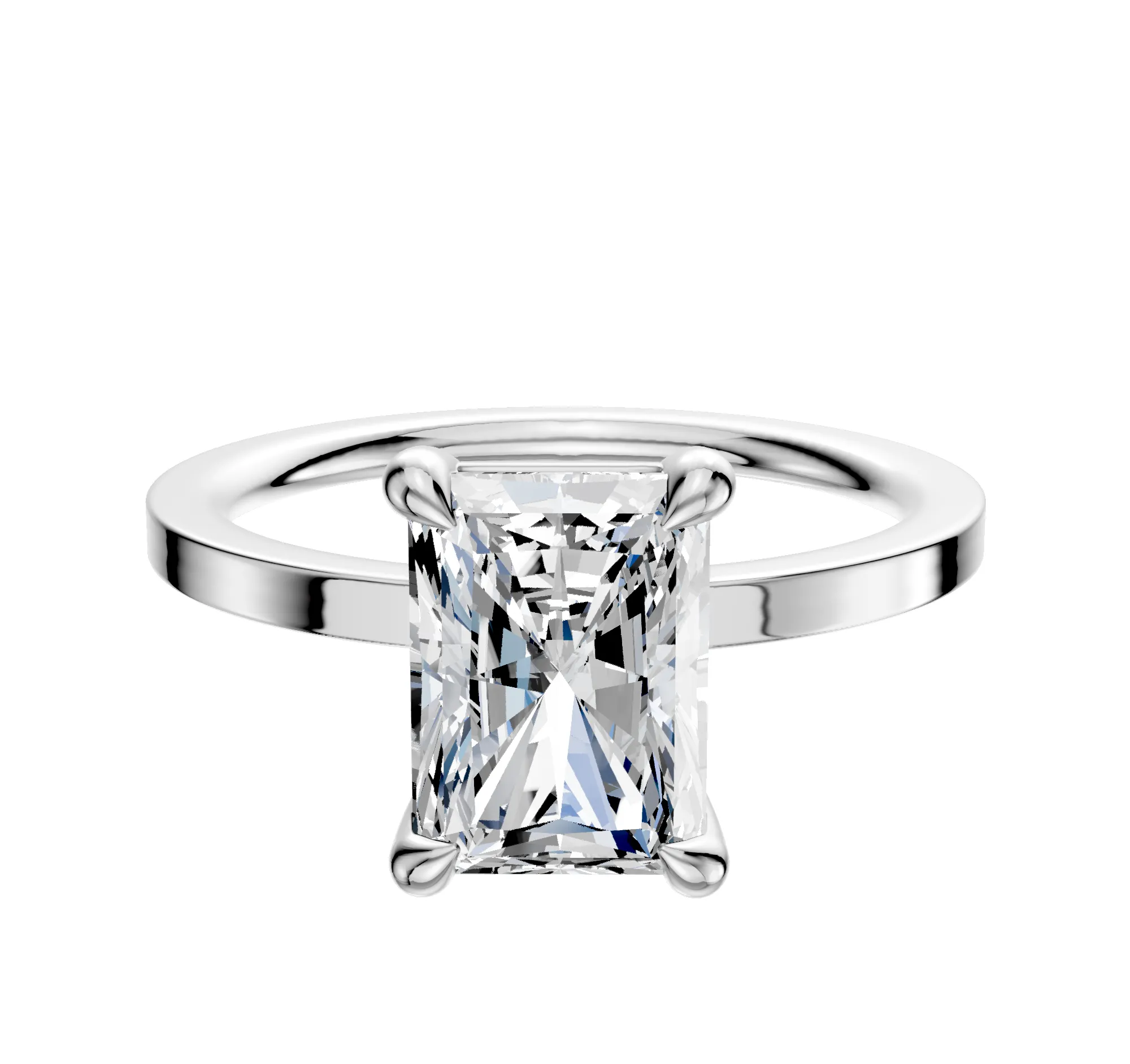 Platinum 4 Prong Basket Classic Flat 1.5mm Engagement Ring sold by Promise By Effy
