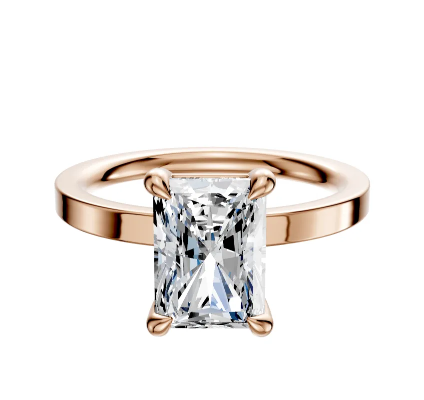 14K Rose Gold 4 Prong Basket Classic Flat 2.0mm Engagement Ring sold by Promise By Effy