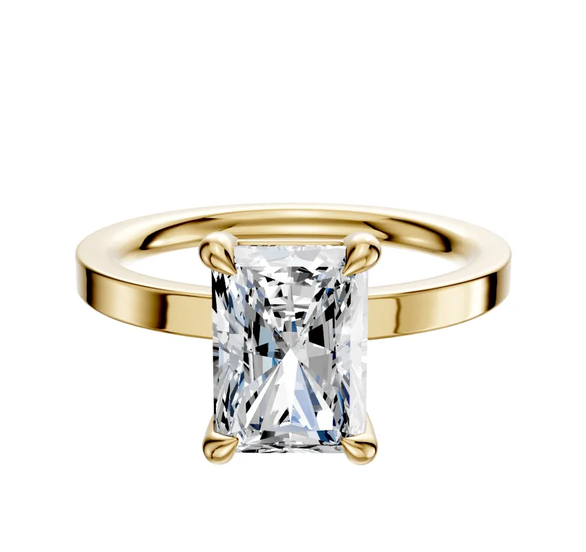 14K Yellow Gold 4 Prong Basket Classic Flat 2.0mm Engagement Ring sold by Promise By Effy