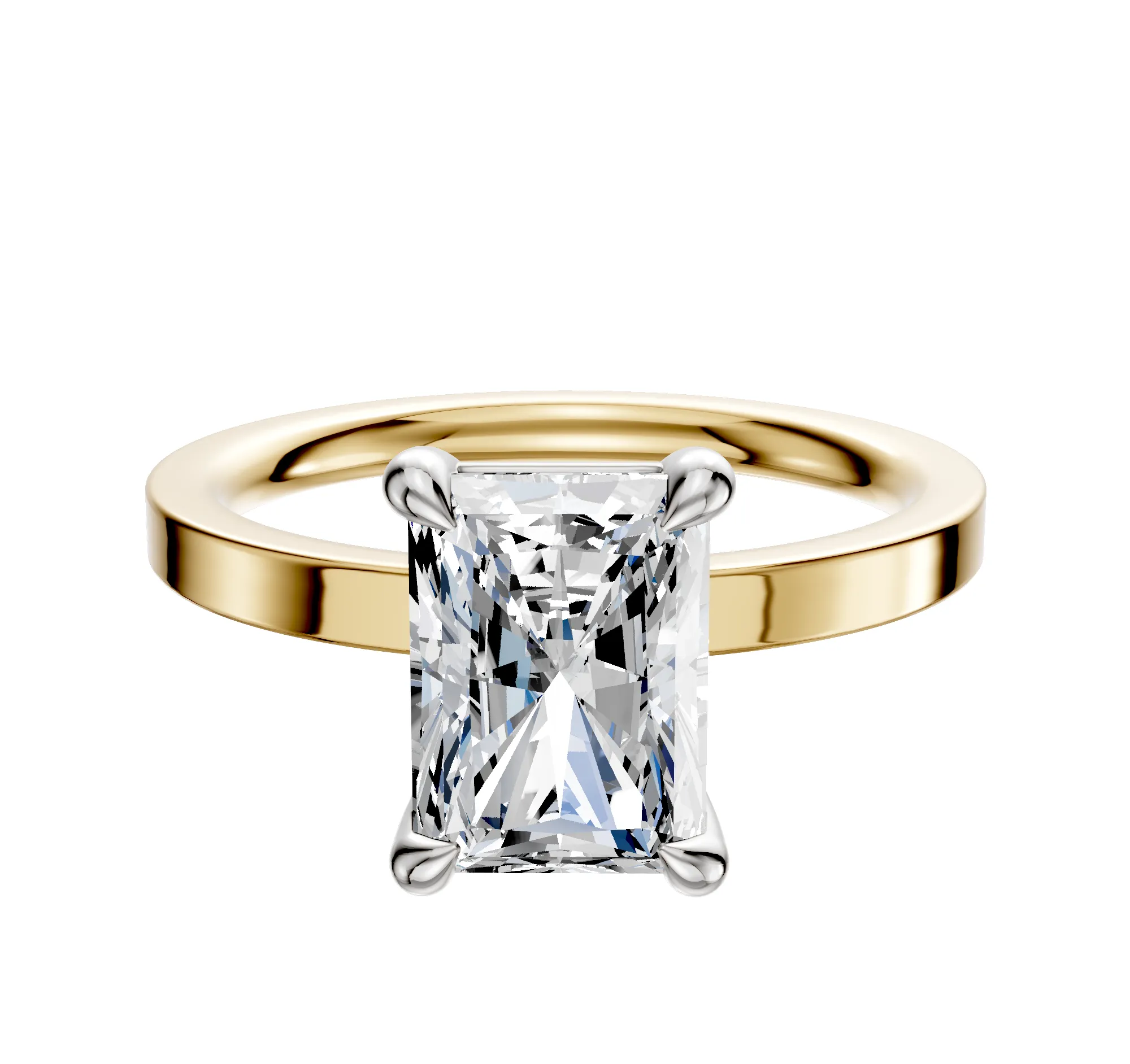 18K Two Tone 4 Prong Basket Classic Flat 2.0mm Engagement Ring sold by Promise By Effy