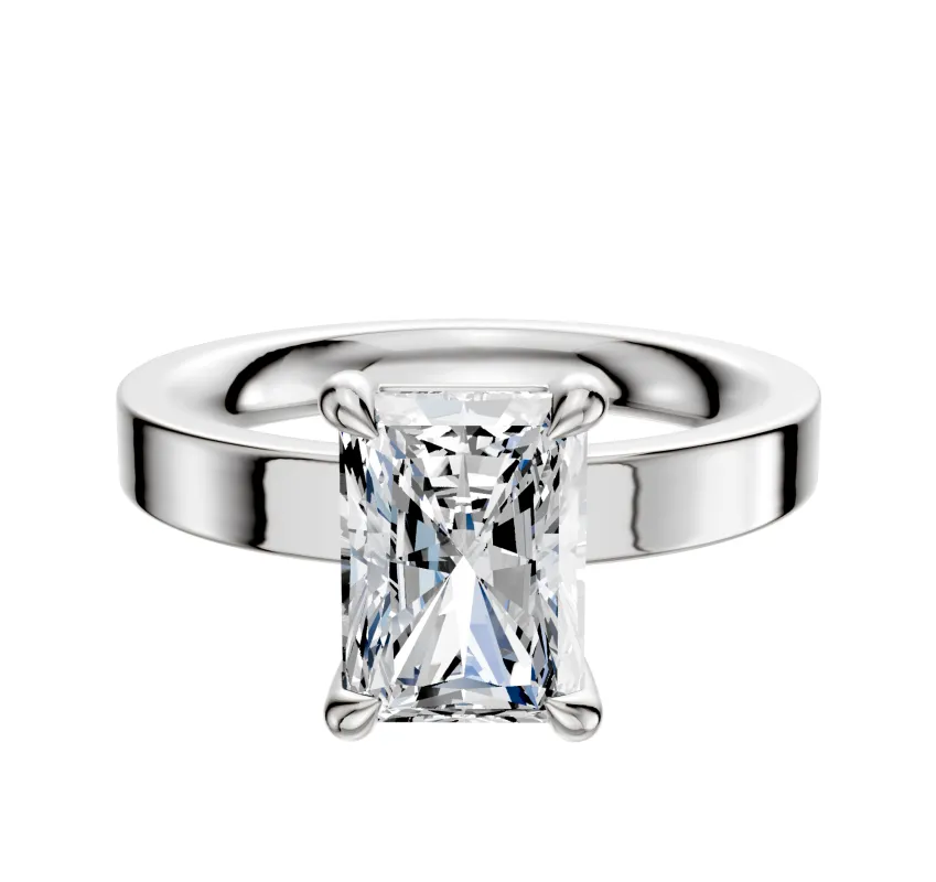 14K White Gold 4 Prong Basket Classic Flat 3.0mm Engagement Ring sold by Promise By Effy