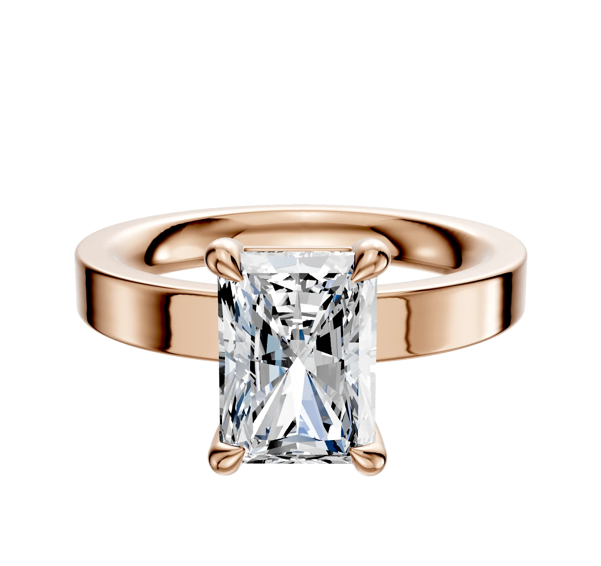 14K Rose Gold 4 Prong Basket Classic Flat 3.0mm Engagement Ring sold by Promise By Effy