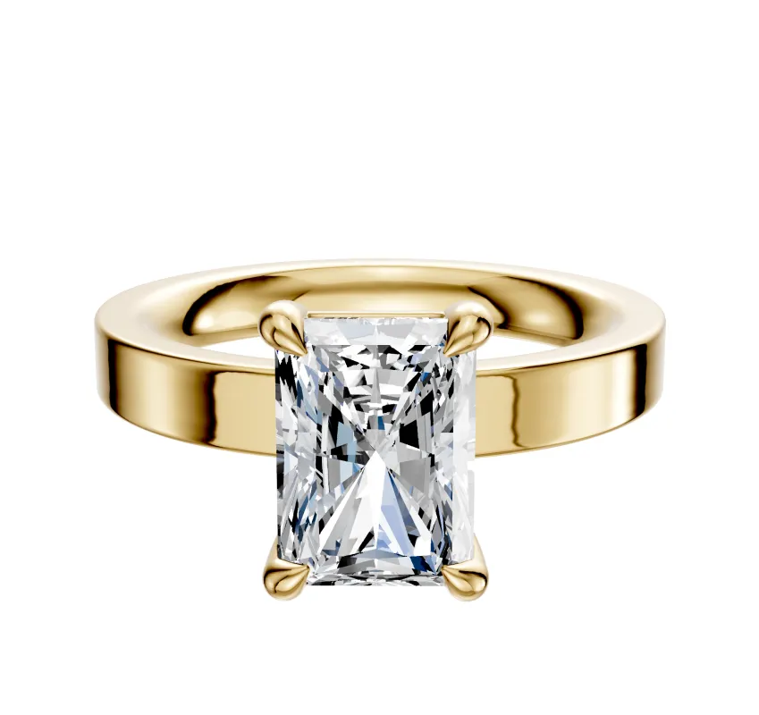 18K Yellow Gold 4 Prong Basket Classic Flat 3.0mm Engagement Ring sold by Promise By Effy