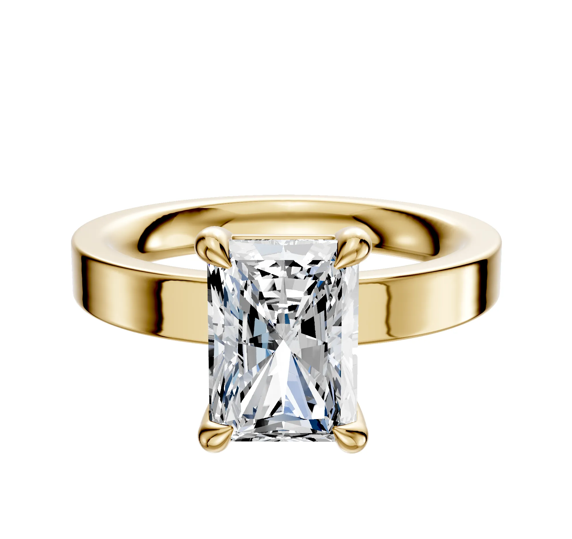 18K Yellow Gold 4 Prong Basket Classic Flat 3.0mm Engagement Ring sold by Promise By Effy