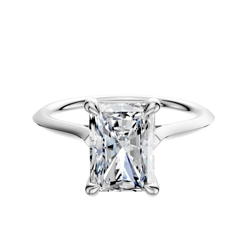 18K White Gold 4 Prong Basket Cathedral Knife Edge 1.5mm Engagement Ring sold by Promise By Effy