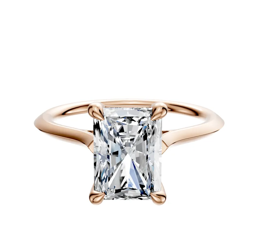 18K Rose Gold 4 Prong Basket Cathedral Knife Edge 1.5mm Engagement Ring sold by Promise By Effy