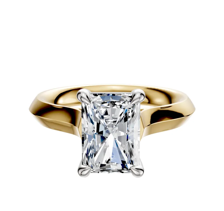 14K Two Tone 4 Prong Basket Cathedral Knife Edge 3.0mm Engagement Ring sold by Promise By Effy