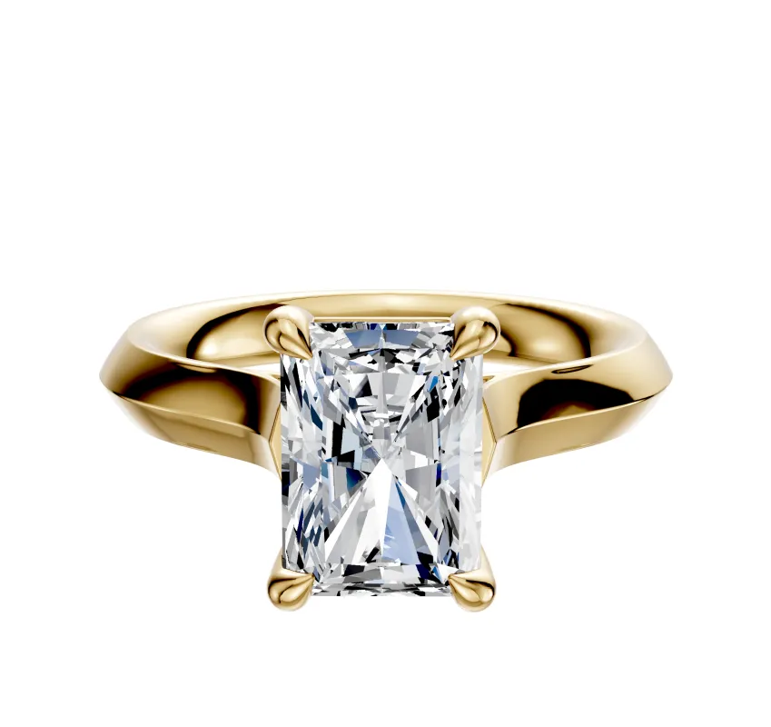 18K Yellow Gold 4 Prong Basket Cathedral Knife Edge 3.0mm Engagement Ring sold by Promise By Effy