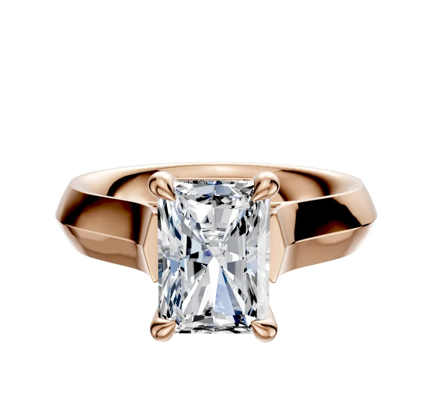 14K Rose Gold 4 Prong Basket Cathedral Knife Edge 4.0mm Engagement Ring sold by Promise By Effy